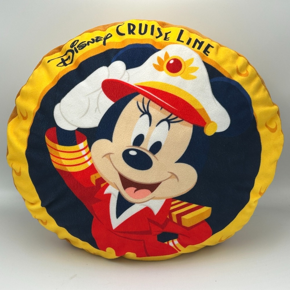 Disney Cruise Line 15" Round Captain Mickey & Minnie Mouse Porthole Pillow Plush